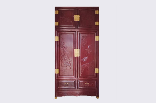 长葛高端中式家居装修深红色纯实木衣柜
