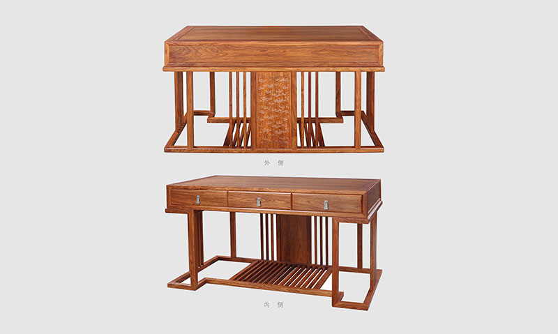 长葛 别墅中式家居书房装修实木书桌效果图